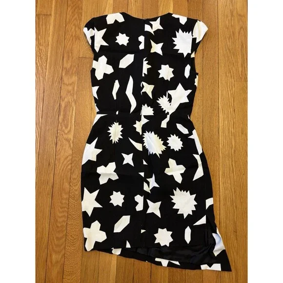Saint Laurent Paris 2014 Black White Geometric Dress Silk Cocktail Formal FR40 S